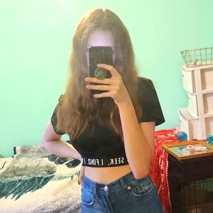 Black cropped shirt from Shein, Size small.